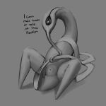  1_eye alien armless biped clitoris female genitals hi_res long_neck lyluk meandraco not_furry nude paper pussy simple_background solo spread_legs spreading teraurge text trunk video_games 