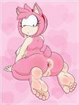  accessory amy_rose anthro anus barefoot butt feet female foot_focus genitals headband hi_res humanoid_feet nipples nude presenting presenting_anus presenting_hindquarters pussy simple_background solo sonic_the_hedgehog_(series) tinydevilhorns 