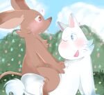  &lt;3 &lt;3_eyes ambiguous_penetration blue_eyes brown_body brown_eyes brown_fur duo flower fur grass hand_on_chest hi_res kangaroo macropod male male/male mammal marsupial moomin moomintroll nude on_top outside penetration plant ramen_mao semi-anthro sex shrub sniff_(moomin) the_moomins white_body white_fur young 