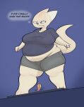  ! aggressive_retsuko anthro belly black_nose breasts canid canine clothed clothing english_text female fennec fenneko fox fur hi_res mammal overweight overweight_anthro overweight_female sanrio simple_background smokii solo tan_body tan_fur text white_eyes 