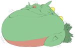  absurd_res belly bodily_fluids feral green_body hi_res male morbidly_obese nintendo obese open_mouth overweight pok&eacute;mon pok&eacute;mon_(species) sceptile simple_background sitting solo sweat video_games weight_gain white_background zephy_03 