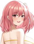  1girl azur_lane back bangs bare_shoulders blush breasts dead_or_alive eyebrows_visible_through_hair honoka_(doa) honoka_(summer_angel_on_the_shore)_(doa) large_breasts looking_at_viewer medium_hair open_mouth pink_eyes pink_hair solo_focus wejil white_background 