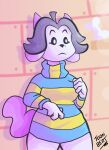  anthro breasts canid canine clothed clothing felid feline hair hi_res mammal tem temmie_(undertale) toonbert undertale video_games white_body 