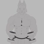  absurd_res anthro canid canine canis clothing domestic_dog hi_res jockstrap male mammal muscular muscular_anthro muscular_male nipples rynir solo underwear unfinished veiny_muscles weights 