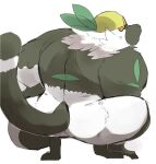  anthro butt clothing fur grey_body grey_fur hat headgear headwear hyaku_(artist) looking_back male nintendo passimian pok&eacute;mon pok&eacute;mon_(species) rear_view simple_background solo video_games white_background white_body white_fur 