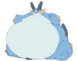  amphibian belly blue_body blue_skin feral fin hi_res male morbidly_obese nintendo obese overweight pok&eacute;mon pok&eacute;mon_(species) simple_background solo swampert video_games white_belly white_body white_skin zephy_03 