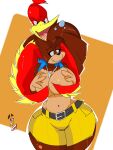  2018 angry anthro avian backpack banjo-kazooie banjo_(banjo-kazooie) big_breasts bird blue_eyes bottomwear breasts breegull brown_body brown_fur clothed clothing cross-popping_vein crossgender curvy_figure digital_media_(artwork) duo feathers female fur hi_res hourglass_figure huge_breasts inkit89 jewelry kazooie looking_at_viewer male mammal multicolored_body multicolored_feathers multicolored_fur necklace rareware red_body red_feathers shorts simple_background smile tan_body tan_fur teeth thick_thighs tongue topless topless_female ursid video_games voluptuous wide_hips yellow_body yellow_feathers 
