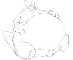  absurd_res amphibian belly black_and_white feral fin hand_on_stomach hi_res male monochrome morbidly_obese nintendo obese overweight pok&eacute;mon pok&eacute;mon_(species) sceptile simple_background sitting sketch solo swampert video_games zephy_03 