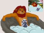 abdominal_bulge anal anal_penetration anthro badger bathing bevvy_fischer bunga convenient_censorship disney duo extreme_penetration felid grey_body hair honey_badger lion looking_pleasured male male/male mammal multicolored_body mustelid musteline on_lap orange_body pantherine penetration red_hair screencap simba sitting_on_lap size_difference spread_arms surprise the_lion_guard the_lion_king two_tone_body white_hair young 