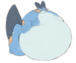  absurd_res amphibian belly blue_body blue_skin feral fin hi_res male morbidly_obese nintendo obese overweight pok&eacute;mon pok&eacute;mon_(species) simple_background solo swampert video_games white_belly white_body white_skin zephy_03 