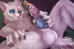 anthro bodily_fluids canid canine canis cum digital_media_(artwork) furry genital_fluids hi_res invalid_tag kaldakawolfie knot male mammal masturbation solo solo_focus todviorns white whitewolf wolf ych_(character) 