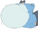  absurd_res amphibian belly belly_jiggle blue_body blue_skin feral fin hi_res male morbidly_obese nintendo obese overweight pok&eacute;mon pok&eacute;mon_(species) simple_background solo swampert video_games white_belly white_body white_skin zephy_03 