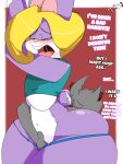  2018 anthro big_breasts big_butt binky_bunny blonde_hair blush breasts butt canid canine canis clothing cunnilingus curvy_figure dialogue digital_media_(artwork) duo english_text female fur grey_body grey_fur hair hi_res hourglass_figure huge_breasts huge_butt inkit89 lagomorph lavender_body lavender_fur leporid male male/female mammal masturbation multicolored_body multicolored_fur oral panties panties_pulled_down sex shirt simple_background teeth text thick_thighs tiny_toon_adventures tongue topwear under_boob underwear vaginal vaginal_masturbation voluptuous warner_brothers white_body white_fur wide_hips wolf 