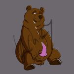  bodily_fluids brown_bear cum cum_on_chest cum_on_penis genital_fluids genitals grizzly_bear handjob hi_res krazyal male mammal orgasm orgasm_face overweight overweight_male penile penis sex simple_background solo ursid ursine 