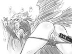 against_wall angel_wings ass bar_censor breath_of_fire breath_of_fire_ii censored dr.p greyscale monochrome mosaic_censoring nina_(breath_of_fire_ii) panties panty_pull penis pussy sex shiny shiny_skin sketch solo_focus thighs underwear vaginal wings 