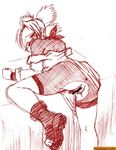 artist_request ass bar_censor bent_over censored cum cum_in_pussy fishnets forehead_protector monochrome naruto naruto_(series) ninja pussy quad_tails solo temari third-party_edit third-party_source third-party_watermark 
