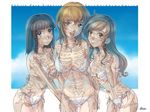 anatomy bad_anatomy bikini blonde_hair day maria-sama_ga_miteru multiple_girls nijou_noriko sameha_ikuya satou_sei skeleton swimsuit toudou_shimako x-ray 