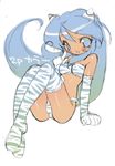  alternate_color animal_print blade_(galaxist) horns long_hair lowres lum solo striped thighhighs tiger_print urusei_yatsura 