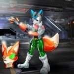  absurd_res anthro canid canine clothing costume costume_transformation fox fox_mccloud goo_(disambiguation) hi_res how2101 male mammal nintendo rubber rubber_suit solo star_fox suit suit_transformation transformation video_games 