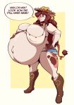  anthro belly big_belly big_breasts bovid bovine breasts cattle female hi_res huge_breasts hyper hyper_belly hyper_pregnancy mammal pregnant solo speech_bubble text theboobiesus 