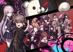  6+boys 6+girls absurdres ahoge armband asahina_aoi bangs bare_arms bare_shoulders black_background black_coat black_gloves black_hair black_jacket black_pants black_skirt blonde_hair blood blue_eyes blue_hair bow braid breasts brown_hair bunny_hair_ornament celestia_ludenberg clenched_teeth coat collarbone collared_shirt commentary_request computer cosplay crossed_arms danganronpa:_trigger_happy_havoc danganronpa_(series) dark_skin dark_skinned_female dress_shirt drill_hair enoshima_junko enoshima_junko_(cosplay) everyone evil_grin evil_smile facial_hair fat fat_man formal fujisaki_chihiro fukawa_touko glasses gloves goatee green_eyes green_hoodie grey_hair grin hagakure_yasuhiro hair_bow hair_ornament hair_ribbon hairclip hand_up hands_up highres holding hood hoodie huge_filesize ikusaba_mukuro ishimaru_kiyotaka jacket kirigiri_kyouko kuwata_leon lace-trimmed_skirt lace_trim laptop large_breasts layered_skirt long_hair long_sleeves looking_at_viewer looking_away maizono_sayaka male_focus mentai_shijimi monokuma multiple_boys multiple_girls muscular muscular_female naegi_makoto necktie one_eye_closed oogami_sakura oowada_mondo open_clothes open_coat open_jacket open_mouth otoko_no_ko pants pink_blood pointing pointing_at_viewer pompadour ponytail purple_eyes purple_hair red_background red_eyes red_hair red_jacket ribbon sailor_collar scar scar_on_face school_uniform shirt short_hair shorts side_braid single_braid skirt smile spiked_hair teeth the_culprit_(danganronpa) togami_byakuya twintails very_short_hair white_hair white_shirt yamada_hifumi 