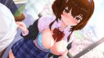  bra breasts cleavage crystal_shoujo nipples open_shirt original school_uniform see_through thighhighs underwear 