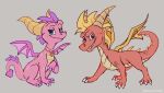  2021 claws digital_media_(artwork) dragon duo feral hi_res horn icelectricspyro membrane_(anatomy) membranous_wings red_eyes scales scalie smile spines western_dragon wings 