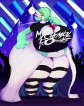  absurd_res breasts cleavage clothed clothing female gardevoir green_hair hair hand_on_hip hi_res nintendo overweight overweight_female pok&eacute;mon pok&eacute;mon_(species) thelunarmoon thick_thighs video_games white_body 