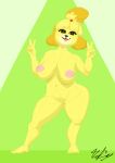  abstract_background absurd_res animal_crossing anthro areola big_breasts biped breasts canid canine canis curvaceous curvy_figure domestic_dog female genitals hi_res isabelle_(animal_crossing) looking_at_viewer mammal nintendo nipples nude pussy realius solo thick_thighs tongue tongue_out video_games voluptuous wide_hips 
