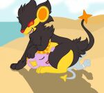  ambiguous_gender ambiguous_on_bottom ambiguous_penetration beach black_body black_fur black_hair cloud dawnthemetamon duo felid feline female female/ambiguous female_on_top feral fur grey_body grey_fur hair happy happy_sex hi_res larger_female luxray mammal nintendo on_bottom on_top open_mouth orange_body orange_eyes orange_fur penetration pink_body pink_fur pok&eacute;mon pok&eacute;mon_(species) red_eyes red_nose red_sclera sand seaside sex shadow sharp_teeth shinx shiny_pok&eacute;mon simple_background size_difference smile spiky_hair teeth video_games water yellow_body yellow_fur 