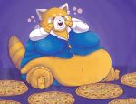  absurd_res aggressive_retsuko ailurid anthro belly big_belly big_breasts breasts feet female flower food formal_wear giant_panda glistening glistening_eyes growth happy hi_res hungry immobile lips mammal maxyg obese overweight paws pizza plant red_panda retsuko sanrio sitting smoke solo spread_legs spreading thick_lips ursid yellow_body 