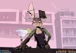  alcohol anthro antlers bartender beverage clothing craft_rabbit craft_rabbit_(artist) cryptid female floppy_ears hi_res horn jackalope jacket lagomorph mammal patchcraft piercing pouch_(disambiguation) solo topwear 