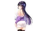  ass black_hair butterfly dress lillly long_hair original purple_eyes summer_dress thighhighs white zettai_ryouiki 