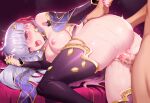  anus ass breasts censored cum fate/grand_order fate_(series) gray_hair kama_(fate/grand_order) long_hair nipples penis pussy rogia sex thighhighs 