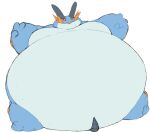  amphibian anthro belly belly_jiggle blue_body blue_skin feral fin hi_res male morbidly_obese nintendo obese overweight pok&eacute;mon pok&eacute;mon_(species) simple_background solo swampert video_games weight_gain white_belly white_body white_skin zephy_03 