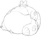  absurd_res amphibian anthro belly belly_jiggle black_and_white feral fin hand_on_chest hi_res male monochrome morbidly_obese nintendo obese overweight pok&eacute;mon pok&eacute;mon_(species) simple_background sketch solo swampert video_games weight_gain white_belly white_body white_skin zephy_03 