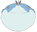  amphibian anthro belly blue_body blue_skin feral fin hi_res immobile male morbidly_obese nintendo obese overweight pok&eacute;mon pok&eacute;mon_(species) simple_background solo swampert video_games weight_gain white_belly white_body white_skin zephy_03 