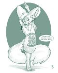  2021 4:5 anthro beartp canid canine clothing dialogue english_text fennec flinters fluffy fluffy_tail fox fur hair hi_res male mammal shirt solo text topwear 