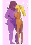  &lt;3 2021 anthro anthro_on_anthro big_breasts blonde_hair blush breast_size_difference breast_squish breasts breasts_frottage brown_body brown_fur brown_hair butt capreoline cervid deltarune duo feet female female/female fur hair hair_over_eyes hand_on_breast hi_res hooves huge_breasts mammal multicolored_body multicolored_fur noelle_holiday non-mammal_breasts nude obscured_eyes ponytail purple_body purple_scales reindeer scales scalie side_boob simple_background squish susie_(deltarune) two_tone_body two_tone_fur underchikichan video_games 