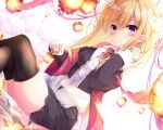  blonde_hair long_hair original purple_eyes skirt tagme_(artist) thighhighs 