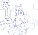  anthro bed big_penis controller dialogue felid feline flaccid foreskin furniture game_controller gaming genitals girly huge_penis hyper infernaltee lynx male mammal painting penis ps4_controller sitting solo table teasing thick_thighs tongue tongue_out uncut window 