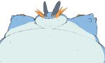  5:3 amphibian anthro belly blue_body blue_skin feral fin hi_res male morbidly_obese nintendo obese overweight pok&eacute;mon pok&eacute;mon_(species) simple_background solo swampert video_games weight_gain white_belly white_body white_skin zephy_03 