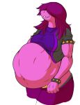  2021 abdominal_bulge after_vore anthro belly breasts clothing deltarune edit female obscured_eyes pink_body pink_skin scalie solo susie_(deltarune) unknown_artist video_games vore 