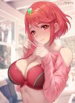  1girl azto_dio breasts closed_mouth highres large_breasts long_hair looking_at_viewer pyra_(xenoblade) red_eyes red_hair short_hair smile solo xenoblade_chronicles_(series) xenoblade_chronicles_2 