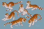  2021 4_toes black blue_eyes brown_stripes claws digital_media_(artwork) feet felid female feral fur hi_res kitchiki mammal open_mouth orange_body orange_fur pantherine smile solo striped_body striped_fur stripes teeth tiger toes tongue yellow_sclera 