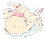  &lt;3 anthro belly biped clothed clothing crocodile crocodilian crocodylid eyes_closed humanoid_hands obese overweight reptile scalie simple_background sugarcave white_background 