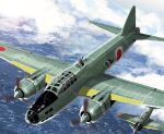  a6m_zero aircraft airplane cloud day flying g3m gun imperial_japanese_navy machine_gun matsuda_juukou military military_vehicle ocean original propeller sky torpedo_bomber weapon world_war_ii 