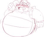  belly blush bodily_fluids bowser drooling eating food koopa mario_bros nintendo obese overweight saliva scalie simple_background sketch solo sugarcave video_games white_background 
