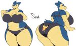  anthro big_butt bra breasts butt cleavage clothed clothing female hi_res huge_butt nintendo panties pok&eacute;mon pok&eacute;mon_(species) pokebii simple_background solo thick_thighs typhlosion underwear video_games white_background 