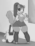  anthro bottomwear breasts butt_from_the_front cleavage clothed clothing conditional_dnp eyewear female freckles glasses mammal miniskirt panties rodent sciurid skirt solo underwear wide_hips xopachi 